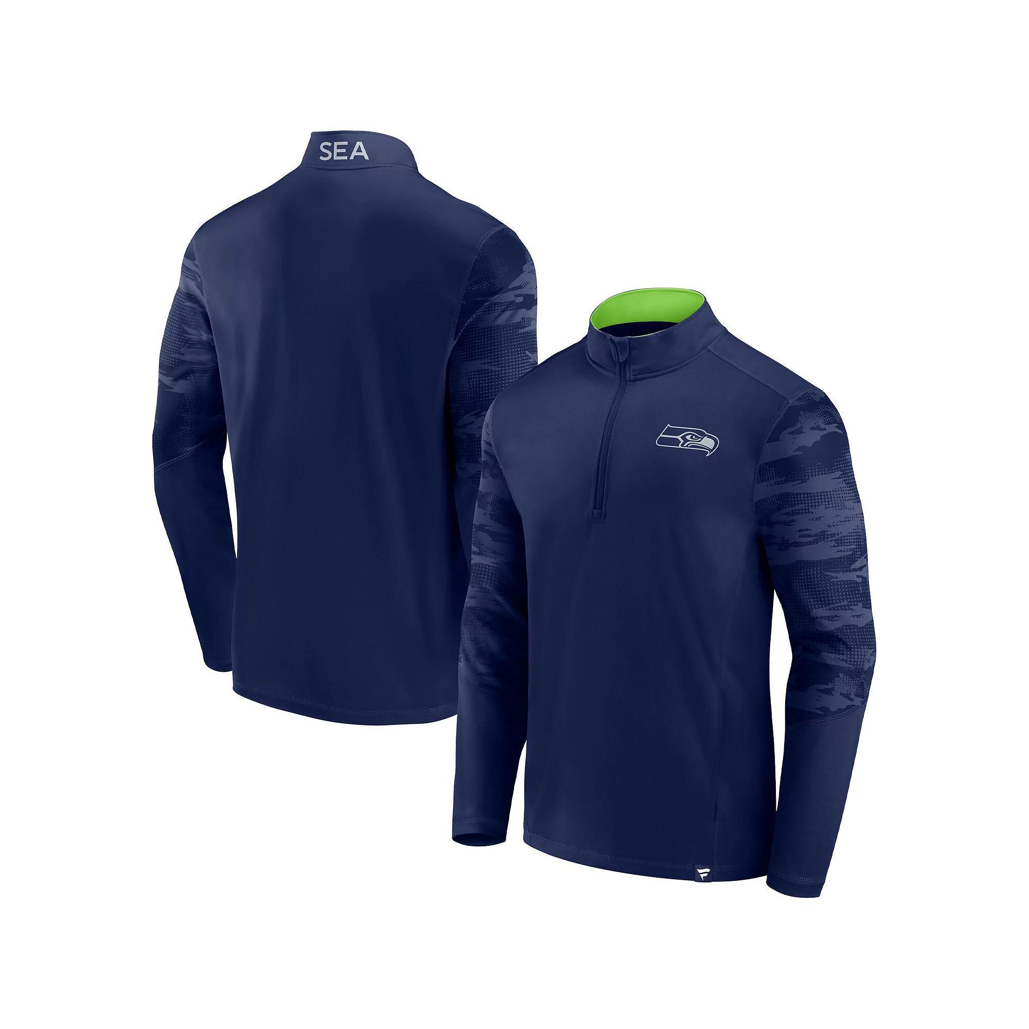 Men's Fanatics Navy New England Patriots Ringer Quarter-Zip Jacket,  Product Image