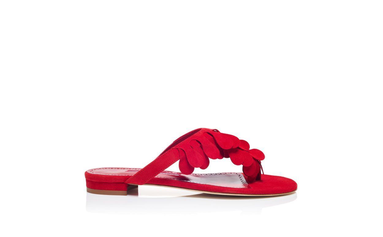 TAMAKO Red Suede Strappy Sandals Product Image