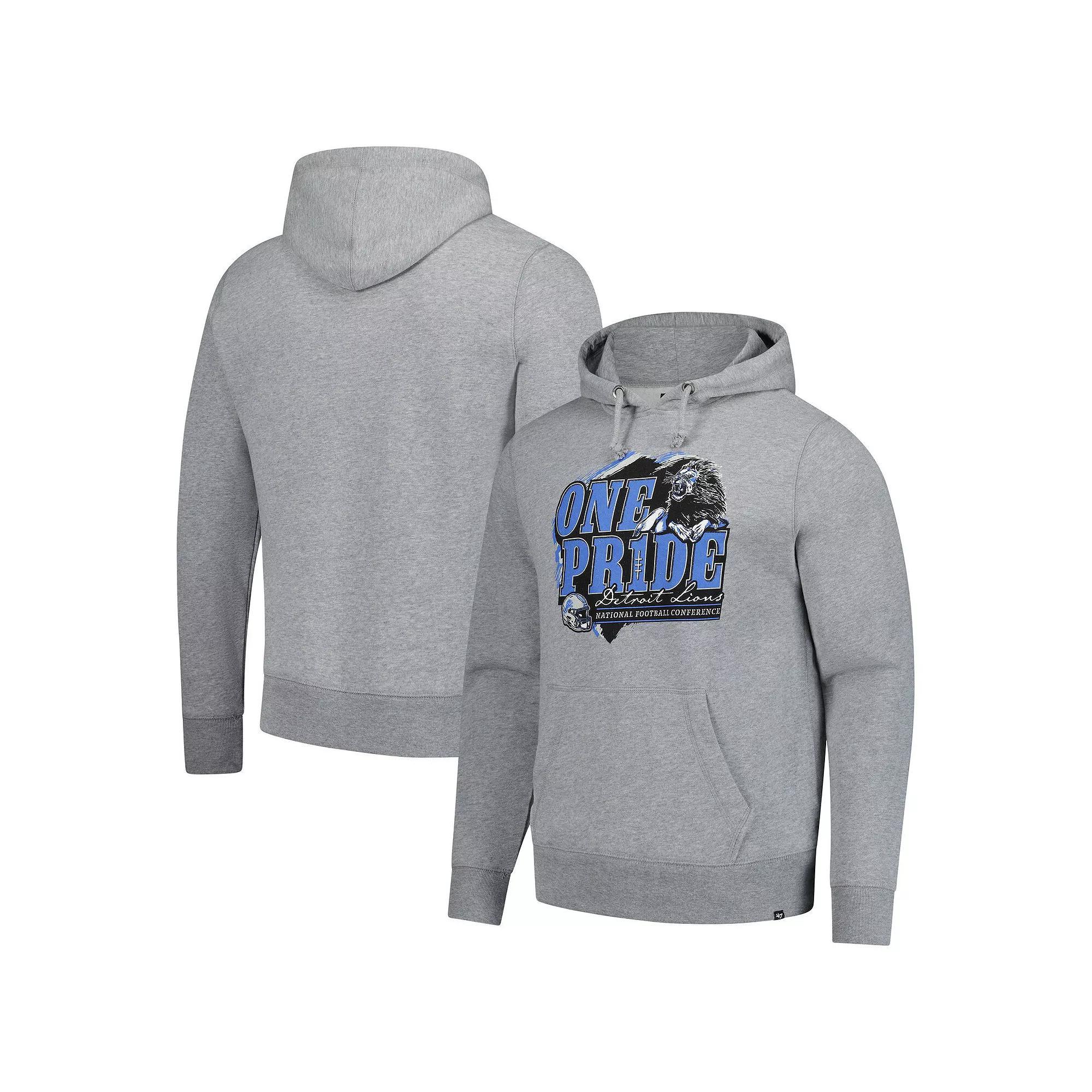 Men's '47 Gray Detroit Lions Regional Headline Pullover Hoodie,  Product Image