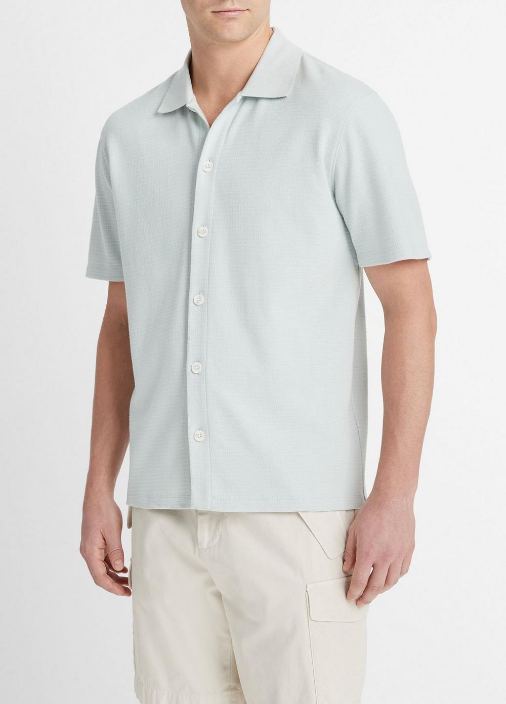 Mens Variegated Jacquard Short-Sleeve Button-Front Shirt, Off White, Size XXL Vince Product Image