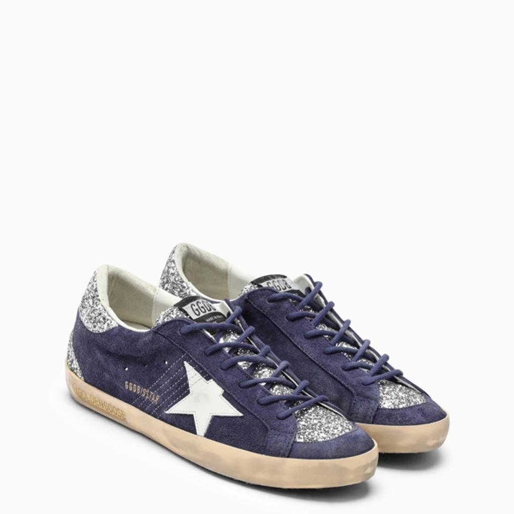 GOLDEN GOOSE Super-star Blue/silver Trainer In Navy Product Image