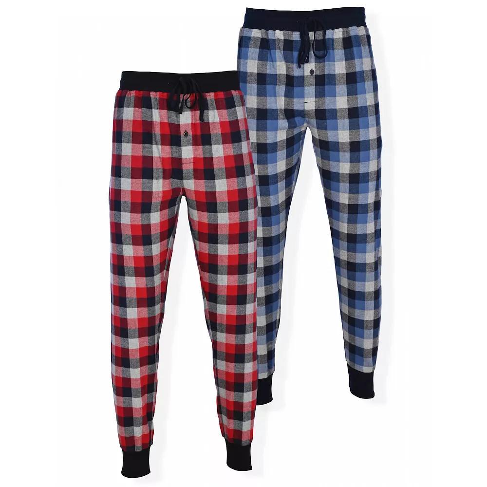 Men's Hanes 2-pack Plaid Flannel Jogger Pajama Pants, Size: XL, Red Product Image