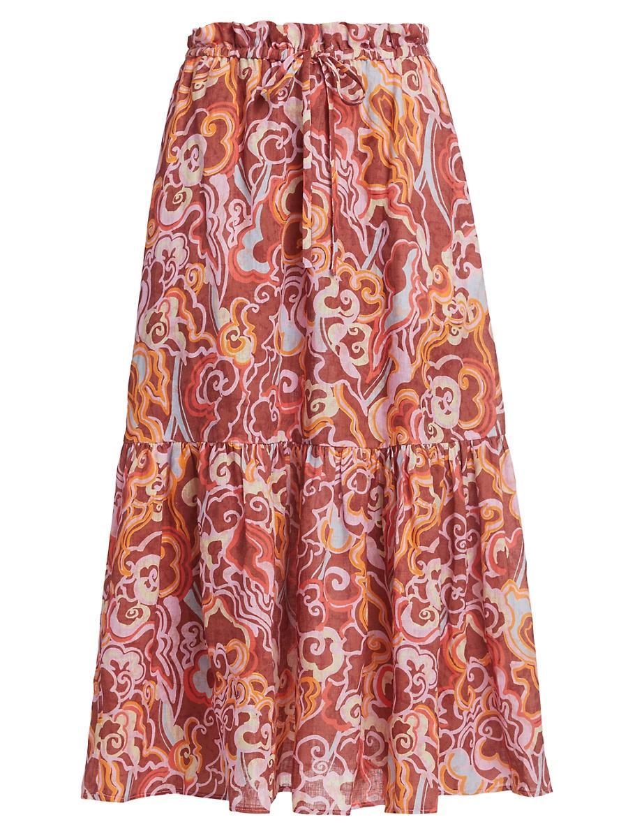 Womens Francis Tiered Linen Midi-Skirt Product Image