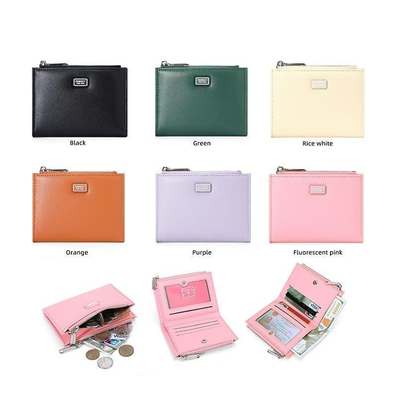 Plain Faux Leather Short Wallet Product Image