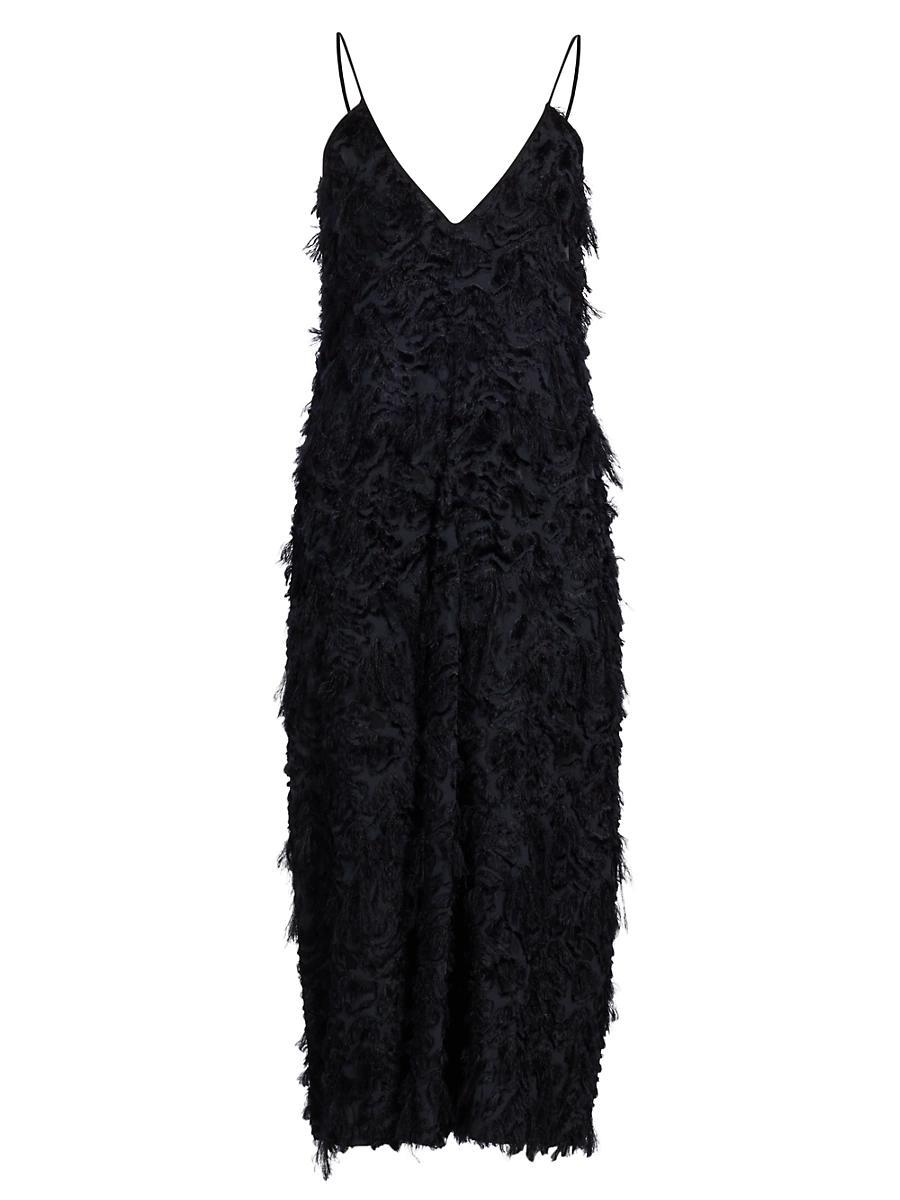 Womens Fringed V-Neck Midi-Slipdress Product Image