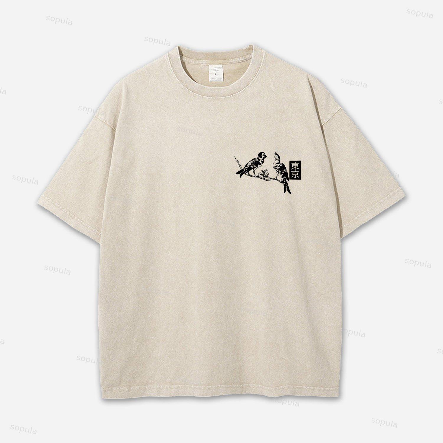 Vintage Little Angel Print Washed T-shirt Product Image