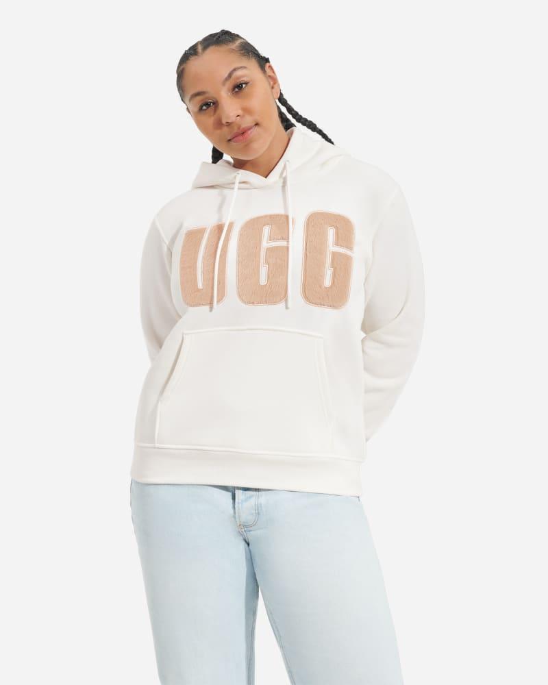 Womens Rey Fuzzy Logo Cotton-Blend Hoodie Product Image