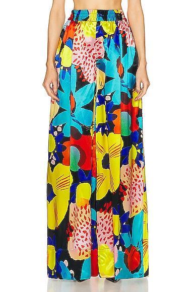 Christopher John Rogers Petunia Floral Wide Leg Trouser in Teal Product Image