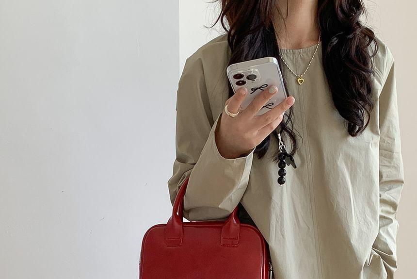 Faux Leather Plain Shoulder Bag Product Image