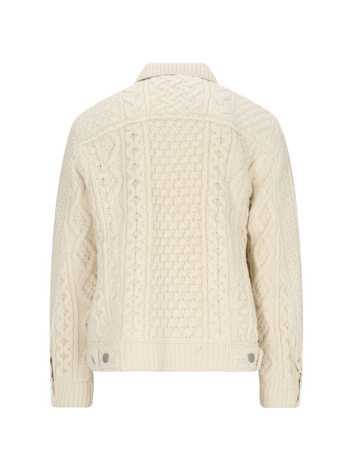 JUNYA WATANABE Long-sleeved Knitted Cardigan In Beige Product Image