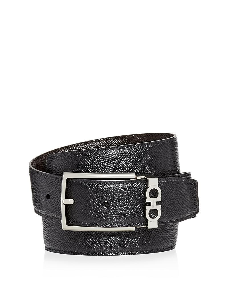 Mens Reversible Textured Leather Belt with Classic Buckle Product Image