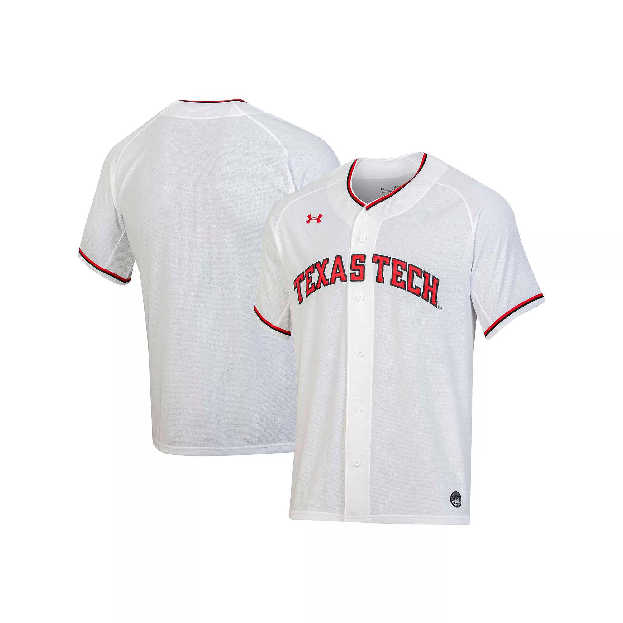 Men's Under Armour White Texas Tech Red Raiders Replica Baseball Jersey,  Product Image