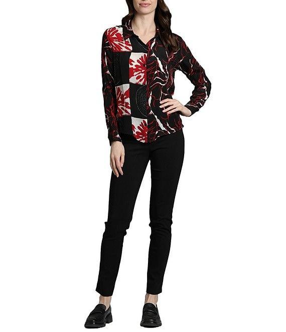 APNY Abstract Collared Long Sleeve Button Up Top Product Image