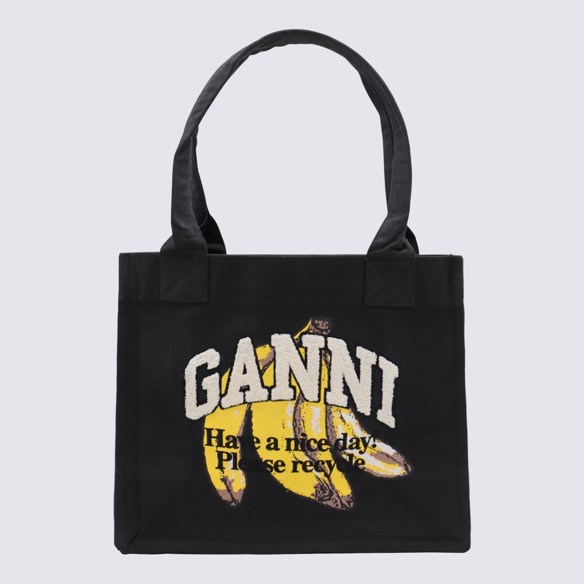 GANNI Banana Print Large Tote Bag In Black Product Image