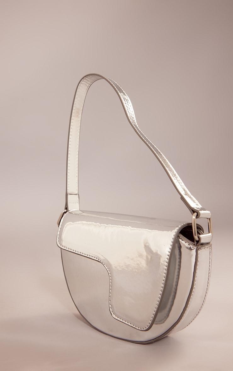 Silver Mirrored Cut Out Flap Shoulder Bag Product Image