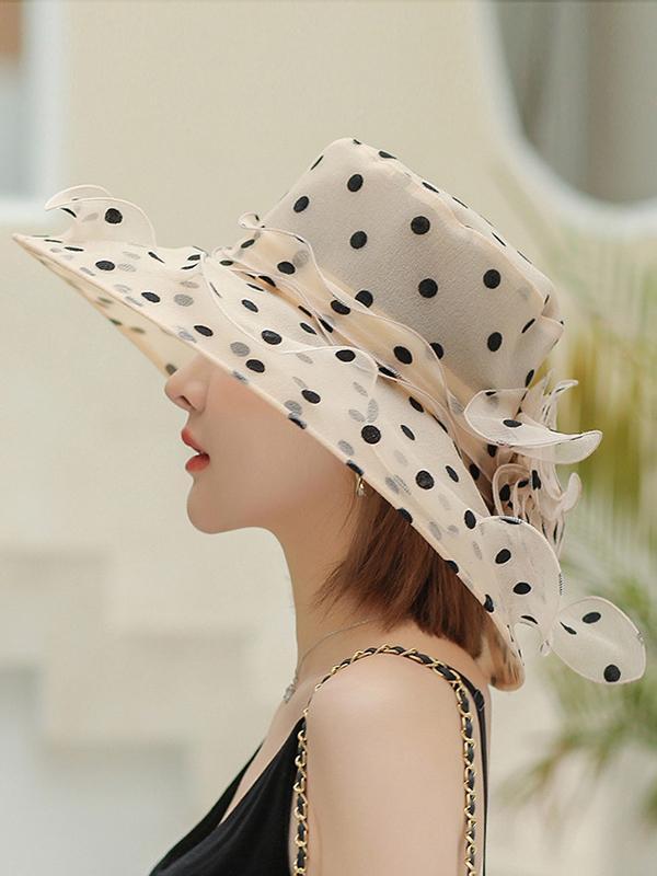 Flower Shape Gauze Polka Dot See-Through Split-Joint Sun Hat Product Image