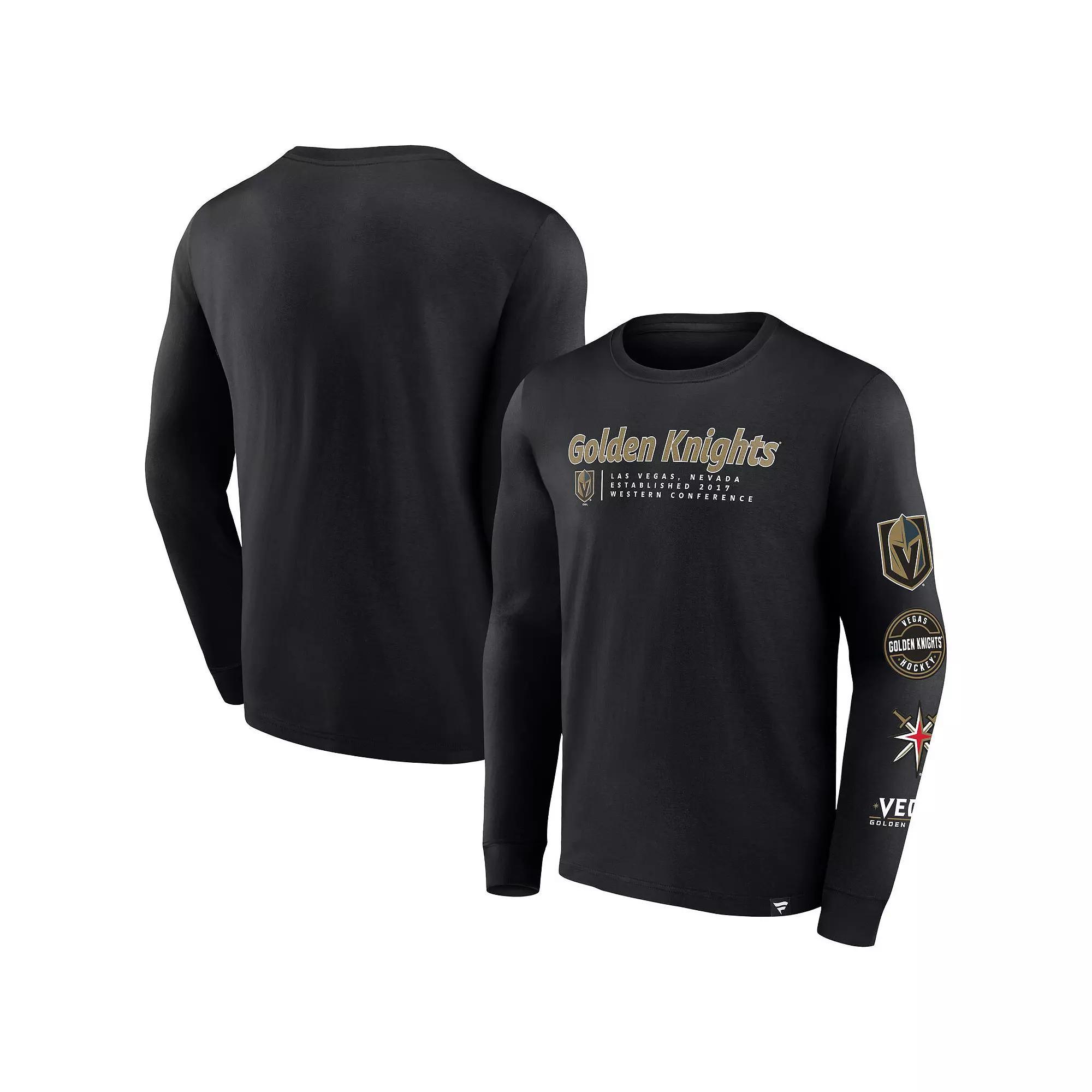 Men's Fanatics Branded Black Vegas Golden Knights Strike the Goal Long Sleeve T-Shirt,  Product Image