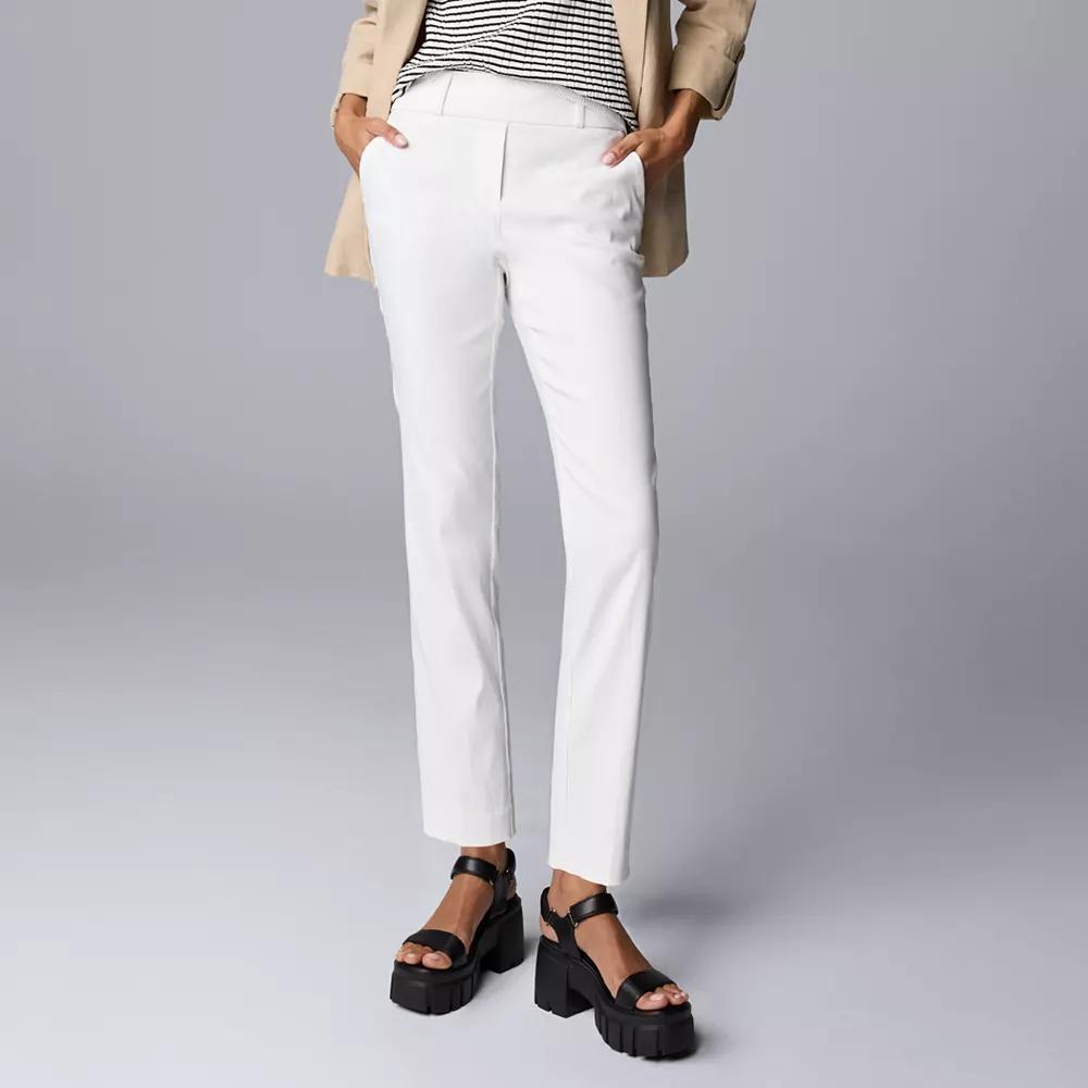 Petite Simply Vera Vera Wang Simply Polished Twill Ankle Pants, Women's, Size: Small Petite, Modern White Product Image
