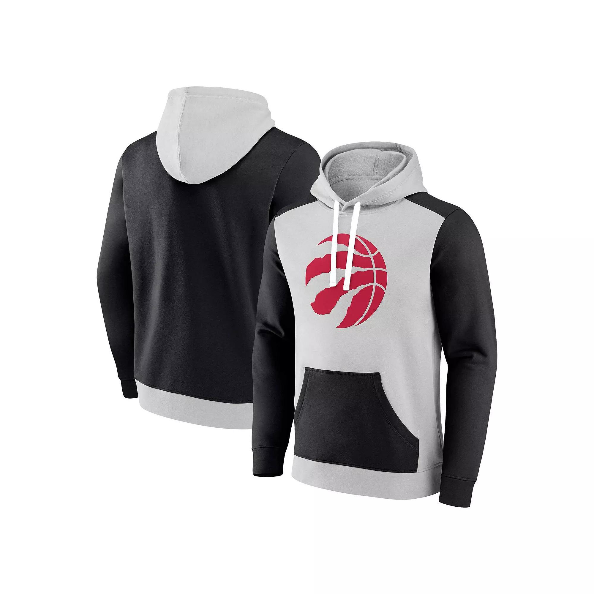 Men's Fanatics Branded Gray/Black Toronto Raptors Arctic Colorblock Pullover Hoodie,  Product Image