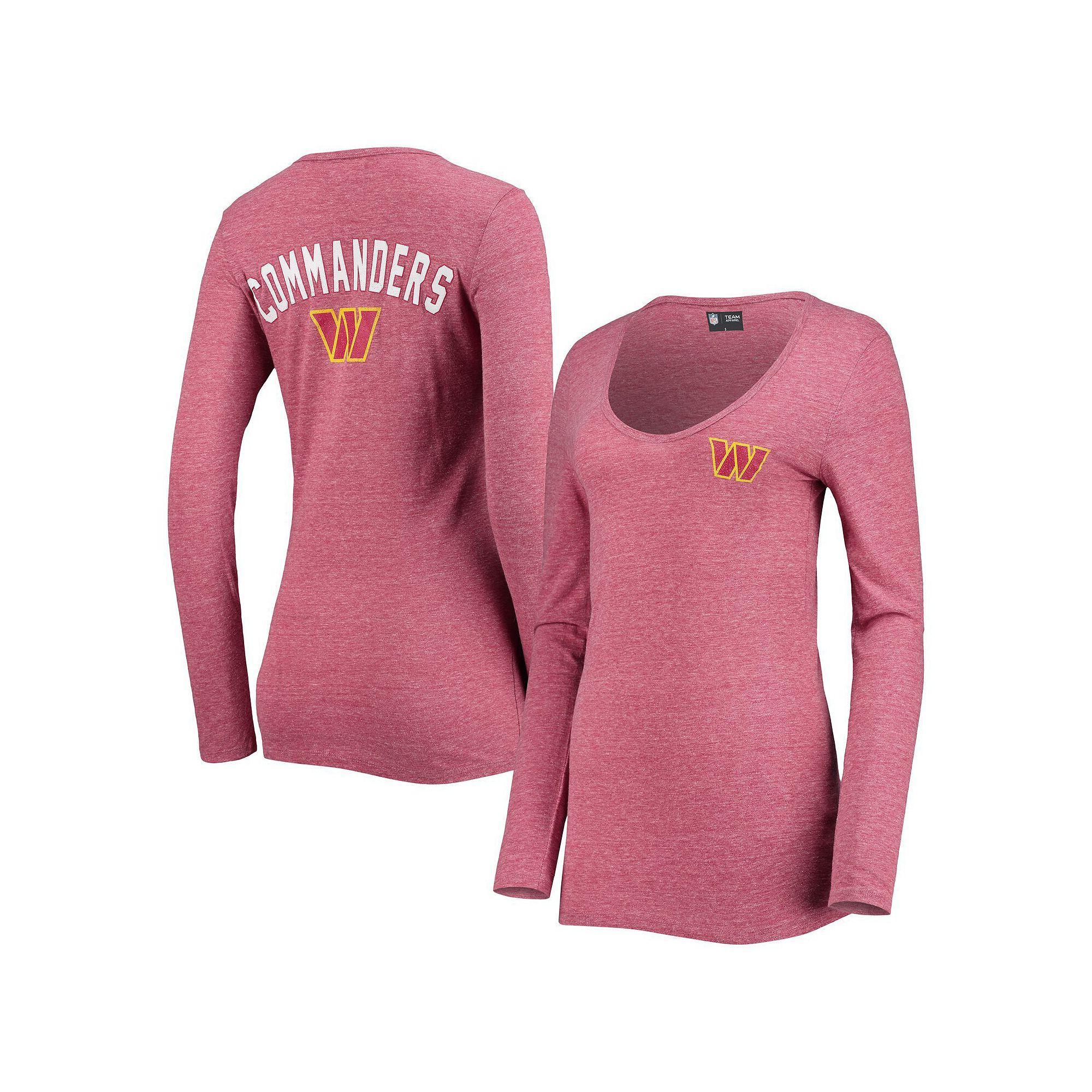Women's New Era Burgundy Washington Commanders Scoop Neck Tri-Blend Long Sleeve T-Shirt,  Product Image