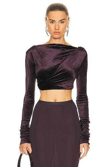 RICK OWENS LILIES Jade Long Sleeve Top in Purple Product Image