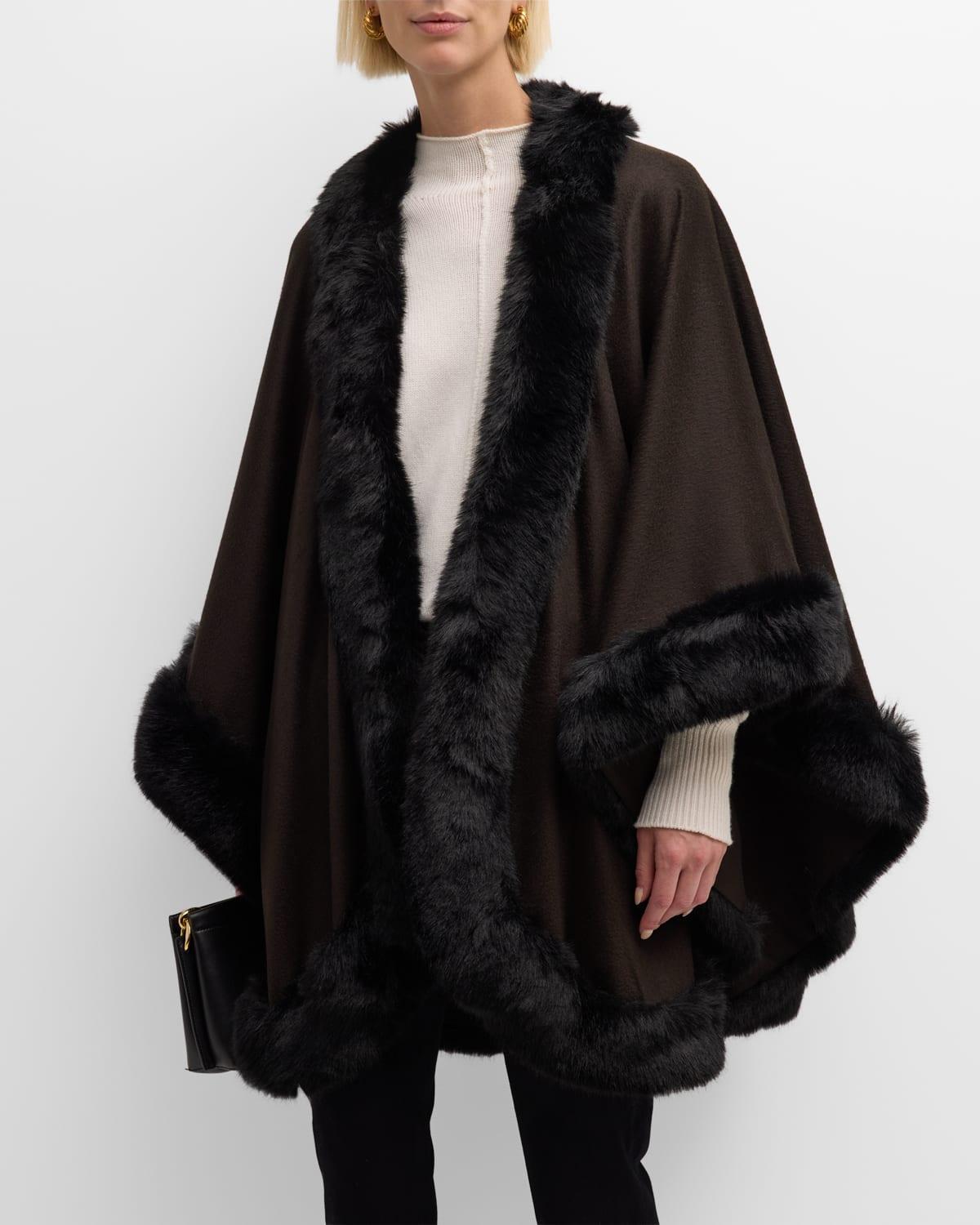 Womens Faux Fur & Cashmere U-Cape Product Image