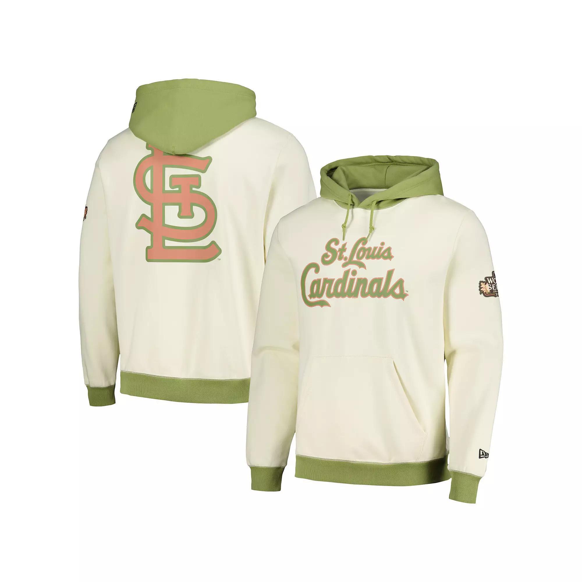 Men's New Era Cream/Green St. Louis Cardinals Color Pop Pullover Hoodie, Size: XL, Beige Product Image