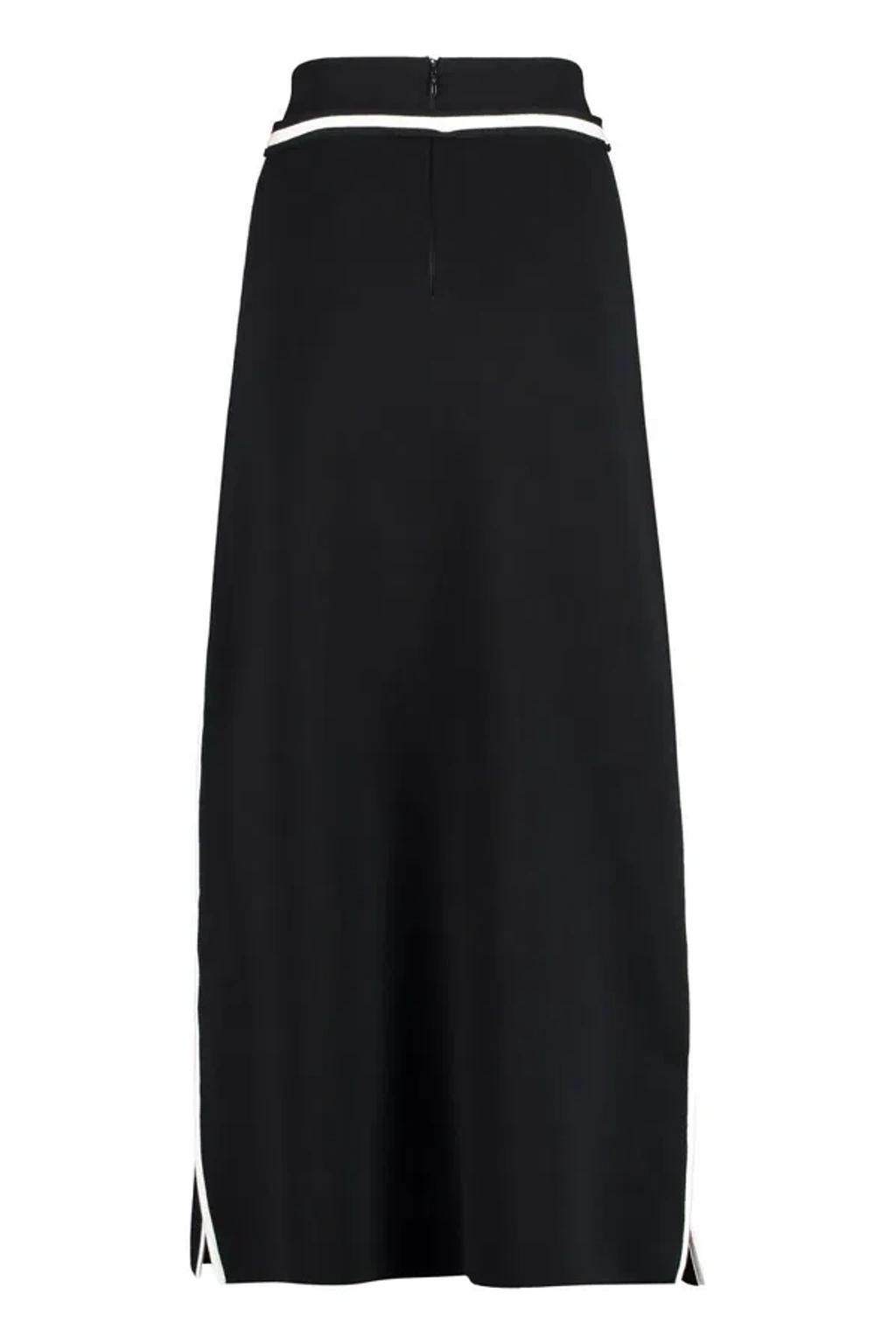 MAX MARA Ora Side Slit Maxi Skirt With Tipping In Black Product Image