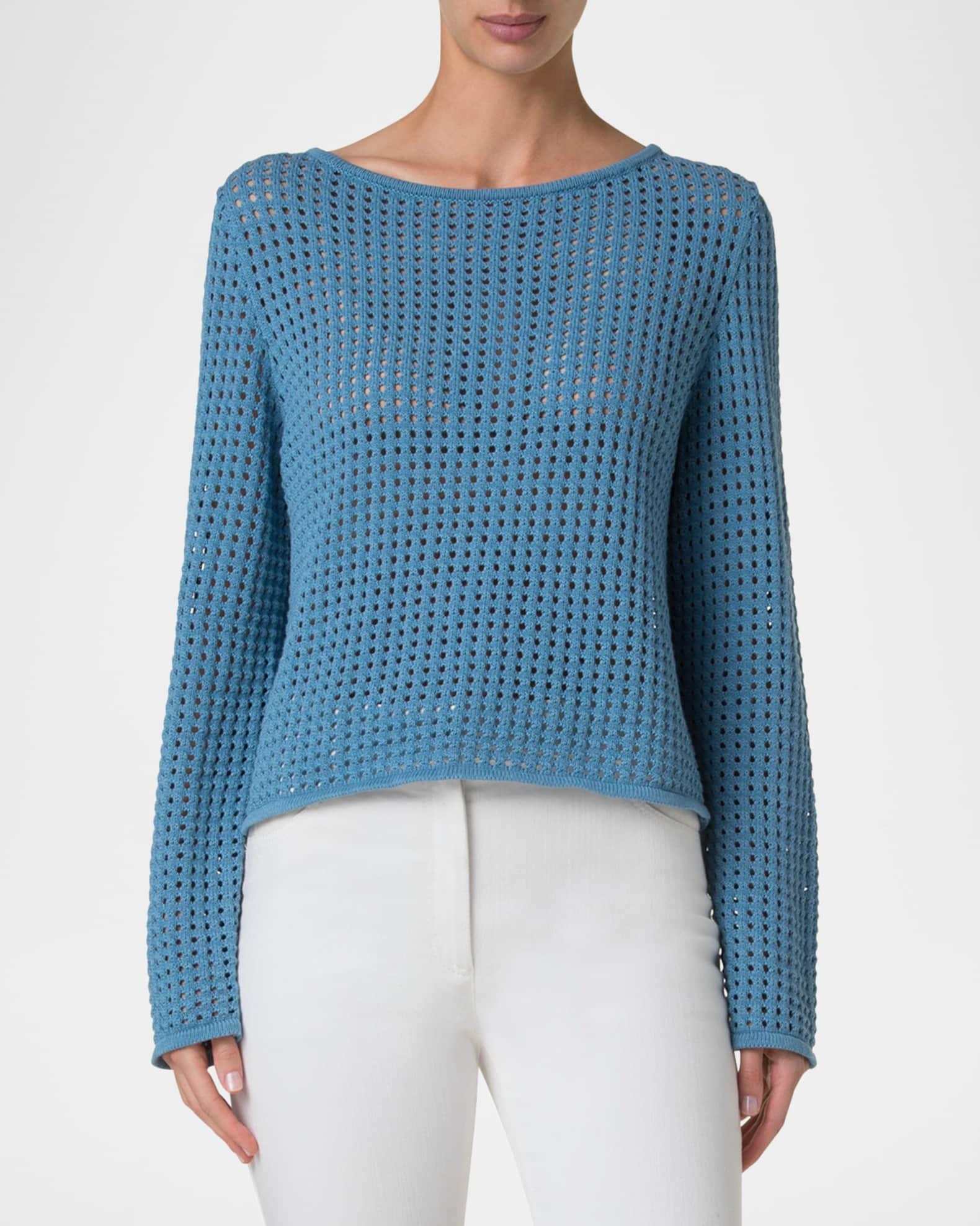 Chunky Cotton Mesh Boatneck Sweater Product Image