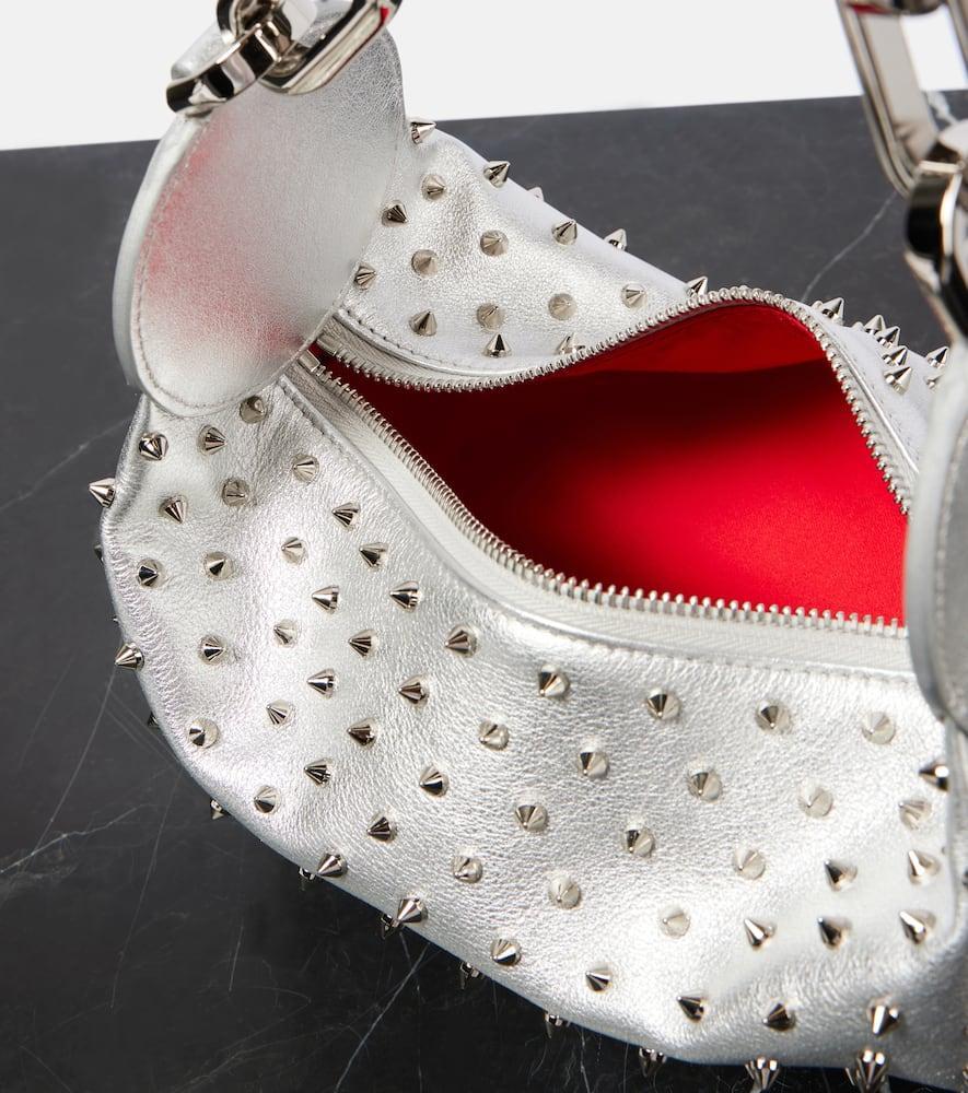 CHRISTIAN LOUBOUTIN Le 54 Spiked Metallic Leather Shoulder Bag In White Product Image