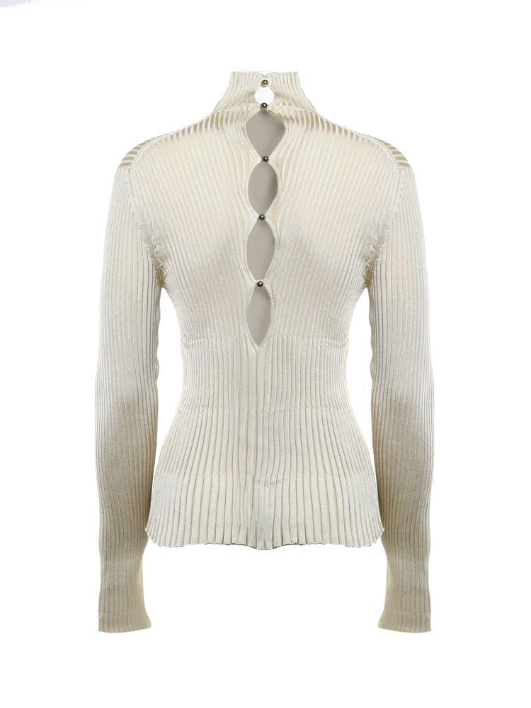 Silk And Viscose Knit Sweater In Camomile Product Image