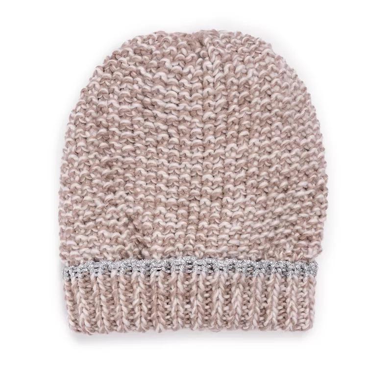 Womens MUK LUKS Sparkle Cuff Popcorn Knit Beanie Product Image