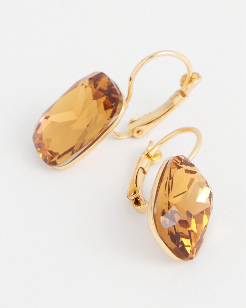 No Droop™ Gold Tone Stone Earrings Product Image