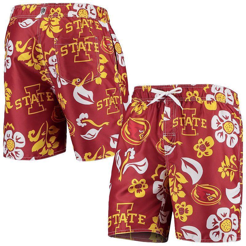 Mens Wes & Willy Cardinal Iowa State Cyclones Floral Volley Swim Trunks Product Image