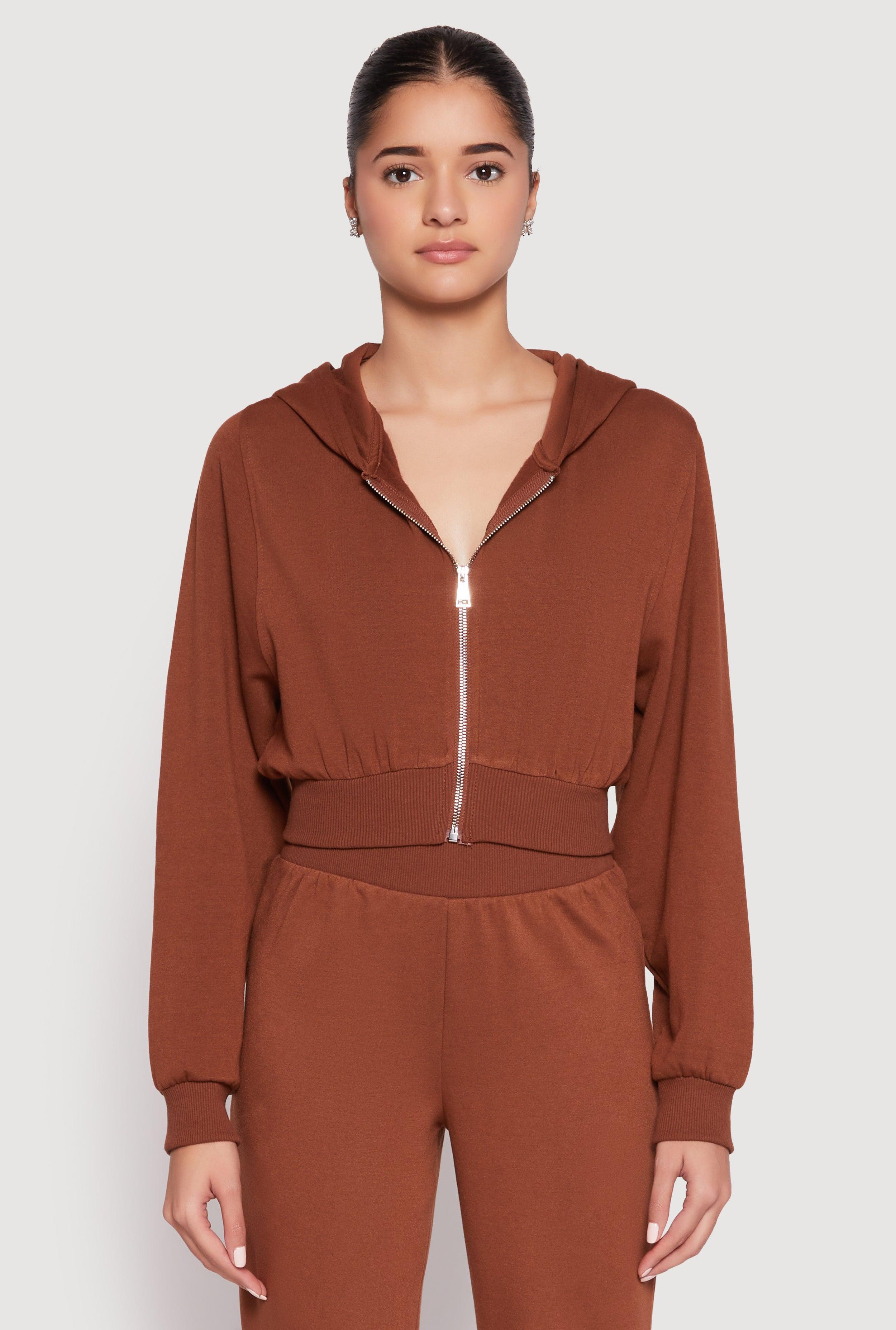 Womens Zip Front Cropped Hoodie Product Image