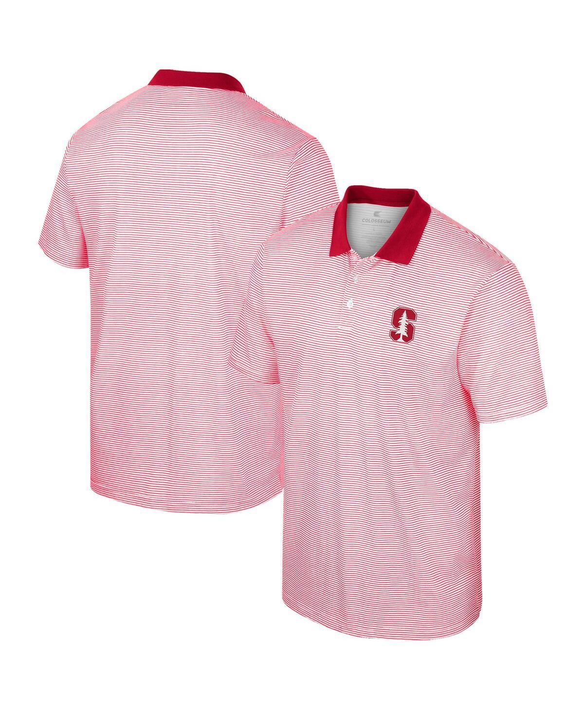 Mens Colosseum Stanford Cardinal Print Stripe Polo Product Image