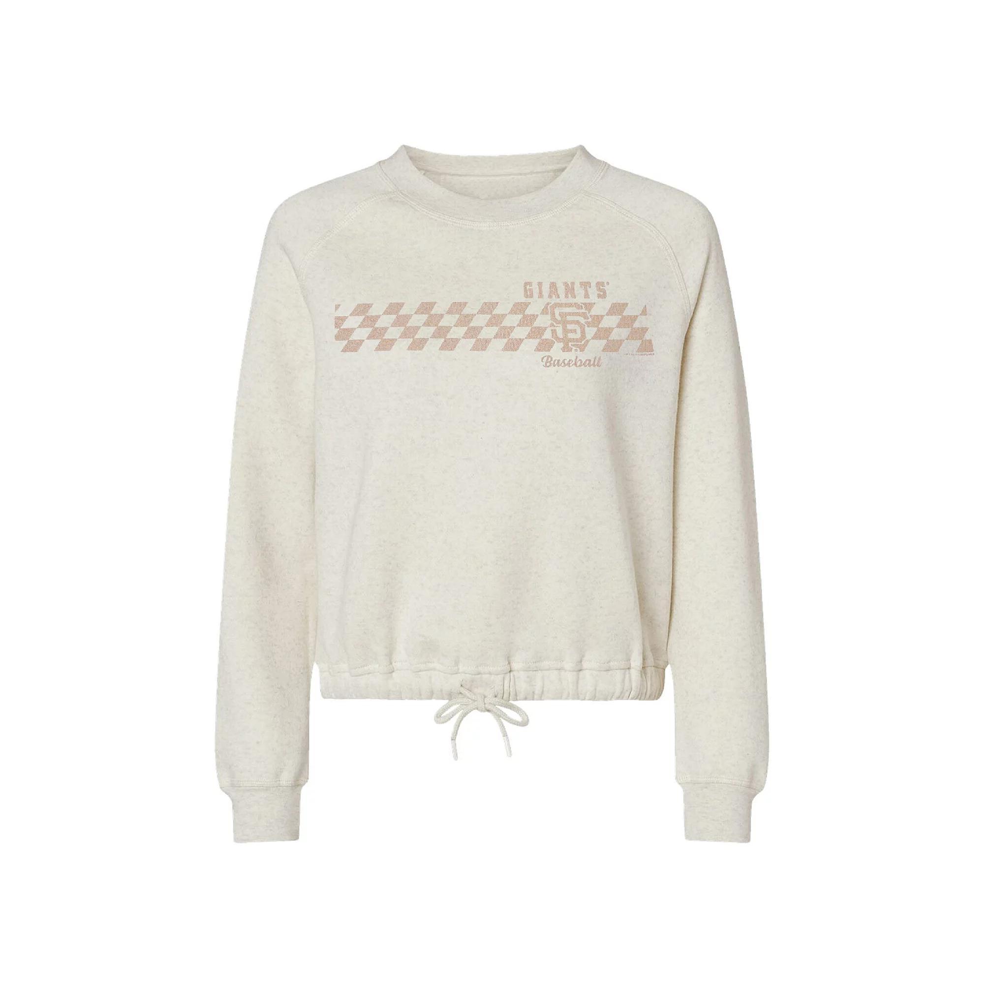 Womens Soft as a Grape Natural San Francisco Giants Tonal Checkered Sweatshirt Product Image