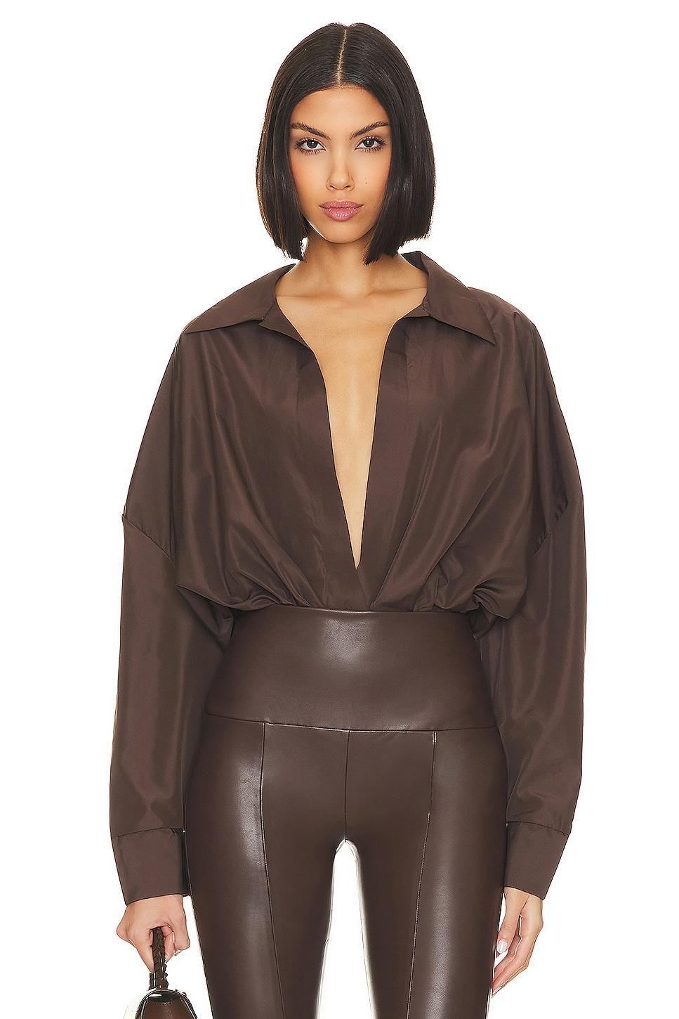 Oversized Boyfriend Shirt Bodysuit Norma Kamali Product Image