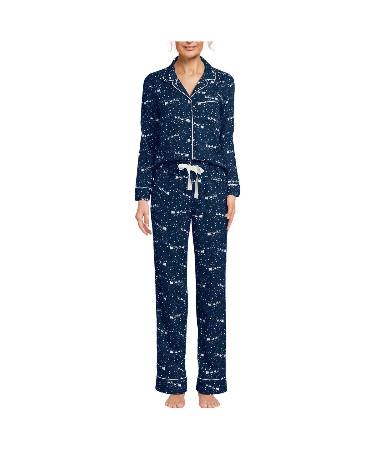 Lands End Womens Drapey Flannel 2 Piece Pajama Set - Top and Pants Product Image