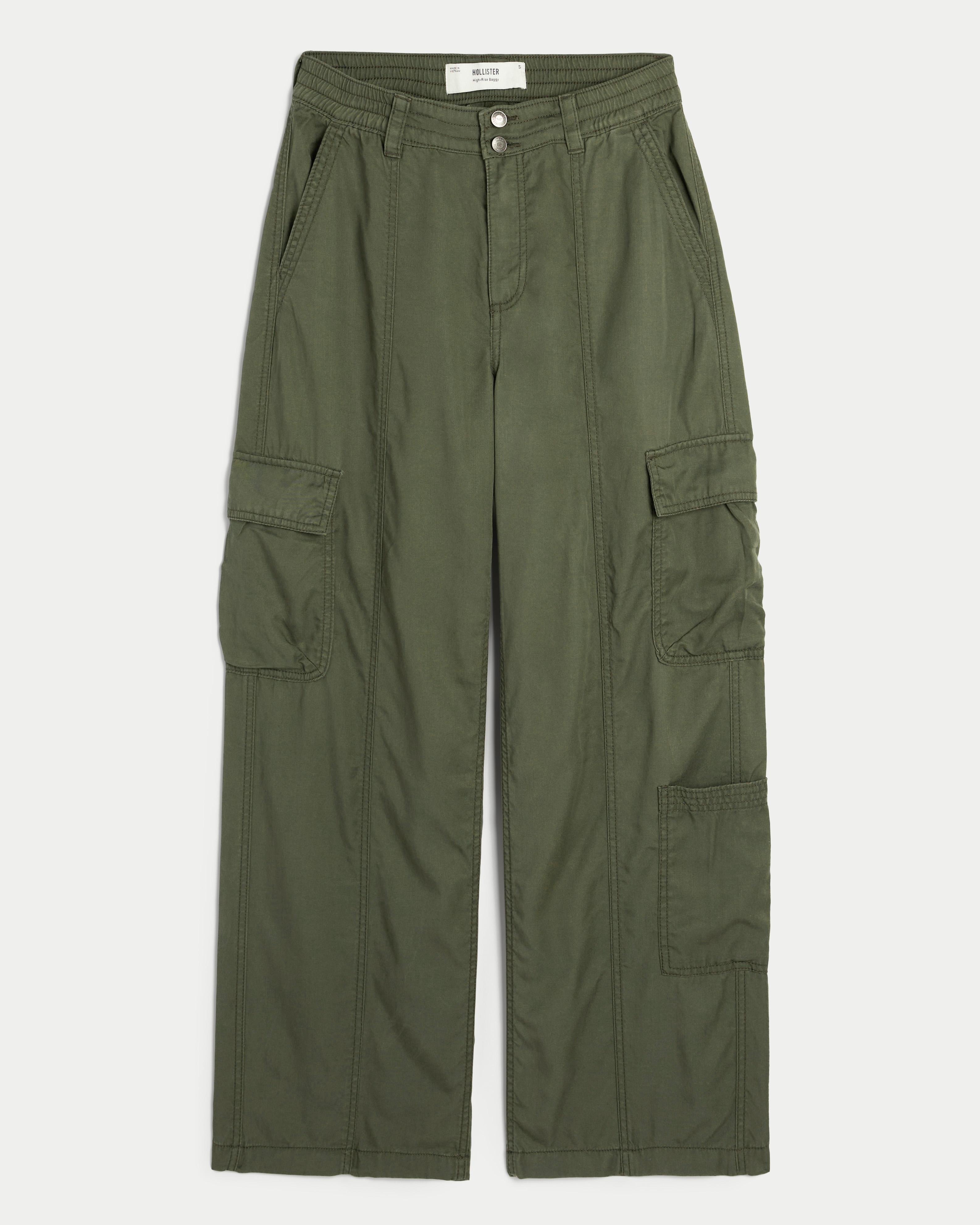 High-Rise Tencel Baggy Cargo Pants Product Image