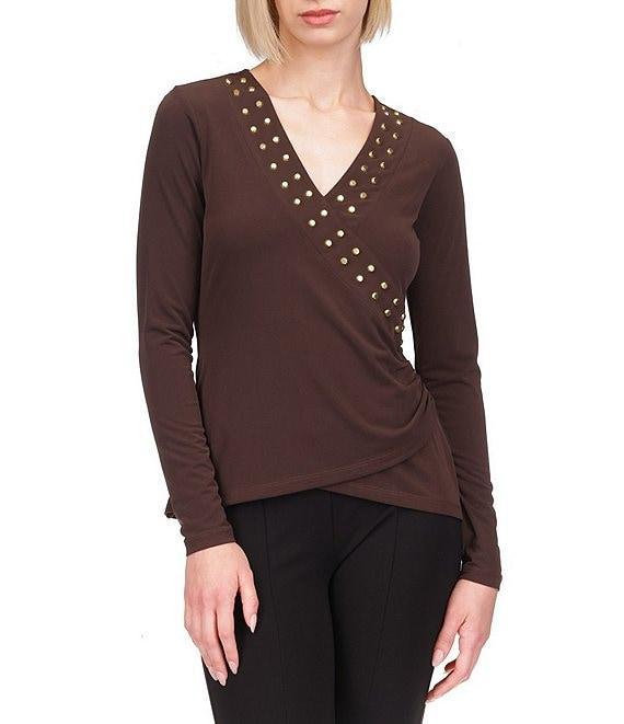 MICHAEL Michael Kors Astor Stud Faux Wrap Top Product Image
