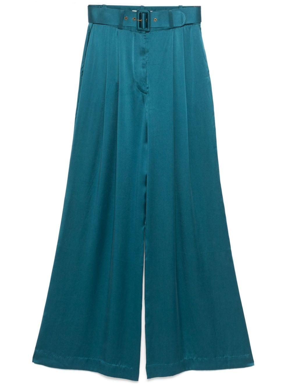 ZIMMERMANN Silk Trousers In Blue Product Image