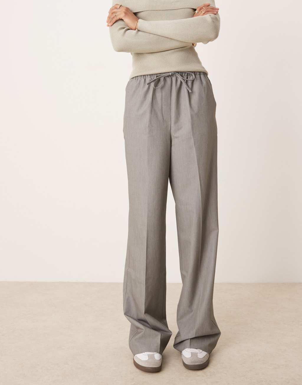 ASOS DESIGN Tall tailored pull on pants in gray Product Image