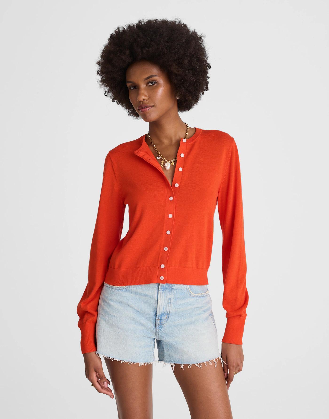 Cotton Crewneck Cardigan Product Image