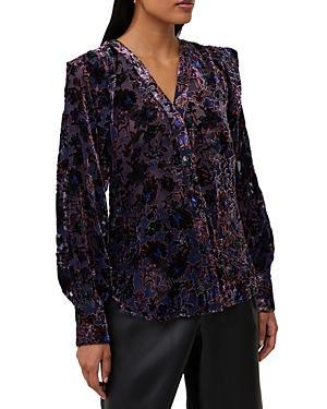 French Connection Womens Velvet Burnout Button-Front Top Product Image