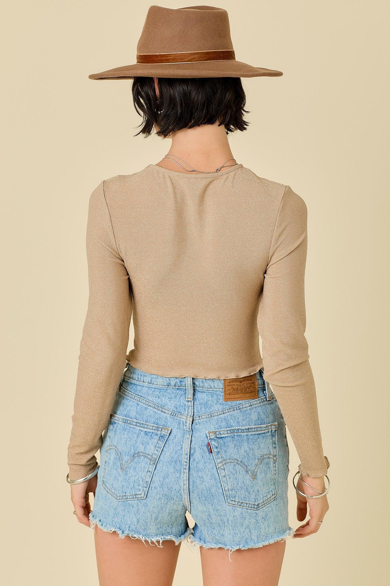 L/S Met Knit Crop Top Product Image