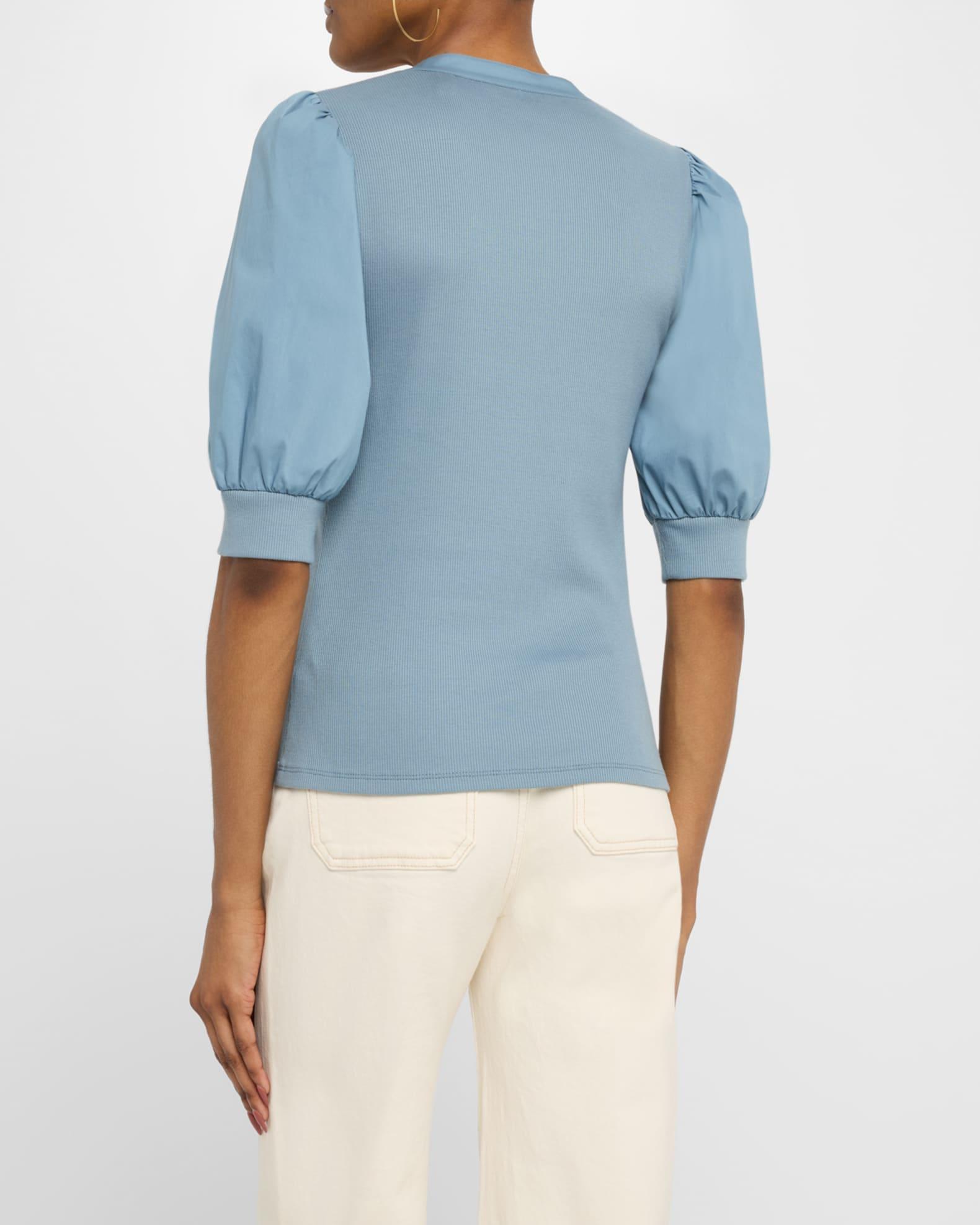 Coralee Puff Sleeve Button-Front Top Product Image