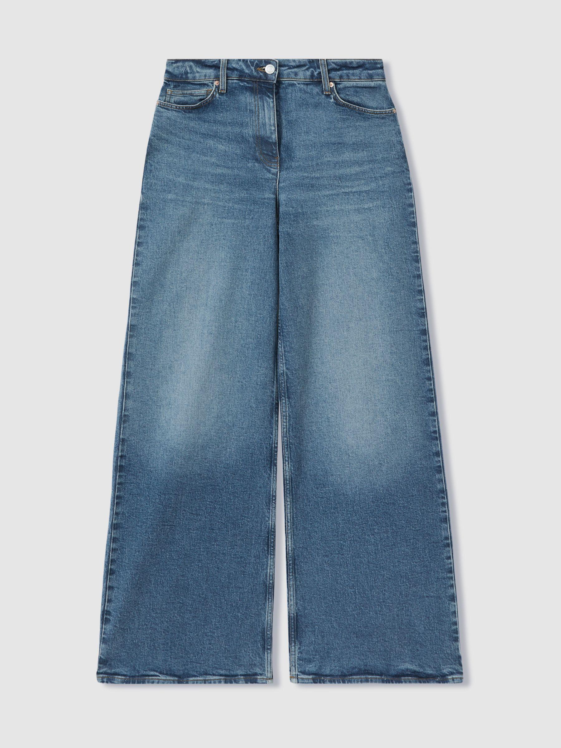 Wide Leg Jeans in Mid Blue Product Image