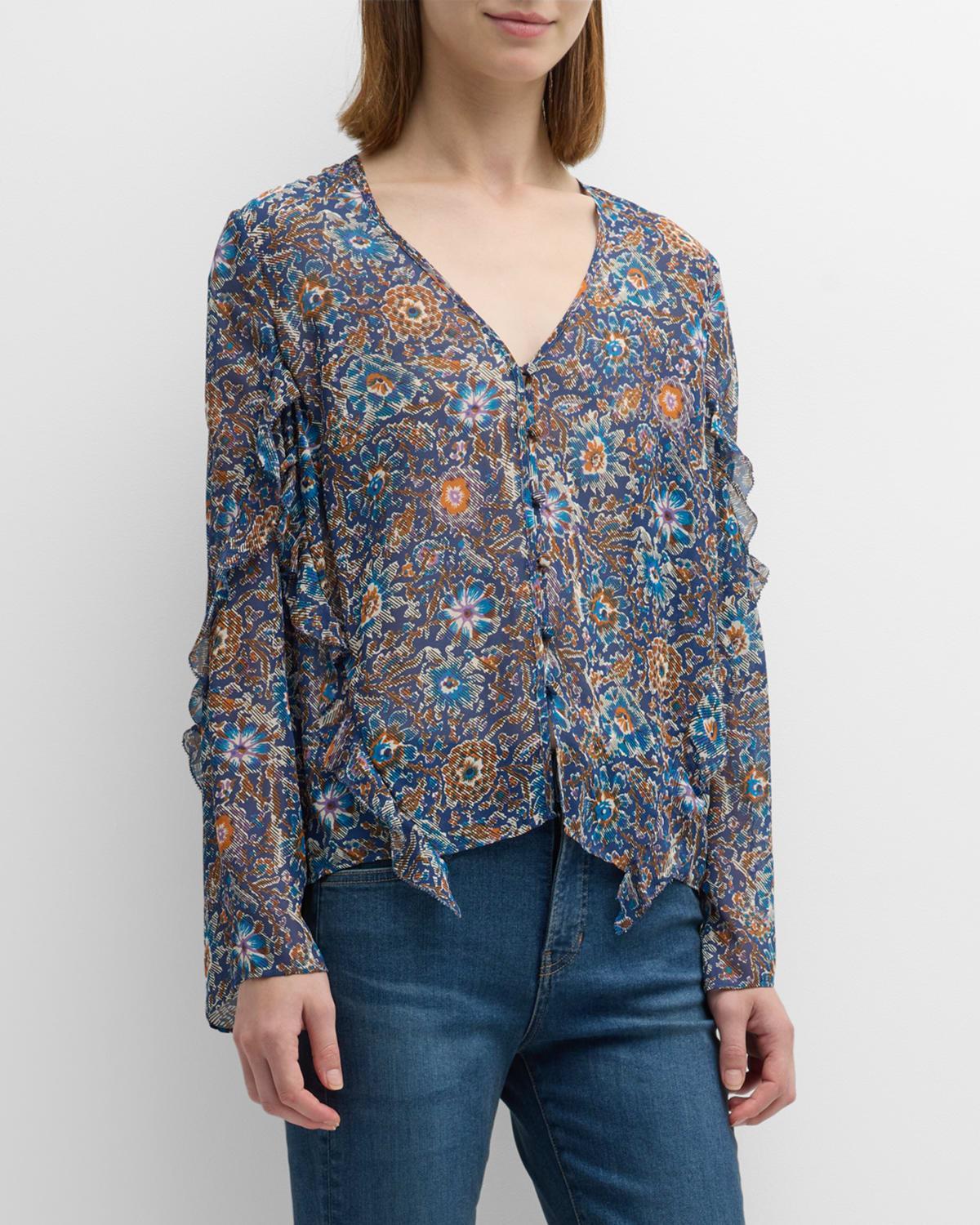 Womens Blanchett Floral Silk Blouse Product Image