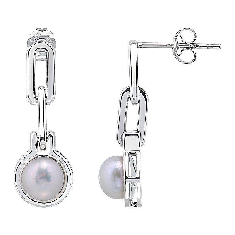 Aleure Precioso Sterling Silver Freshwater Cultured Pearl Doorknocker Drop Earrings, Womens, Silver Tone Product Image